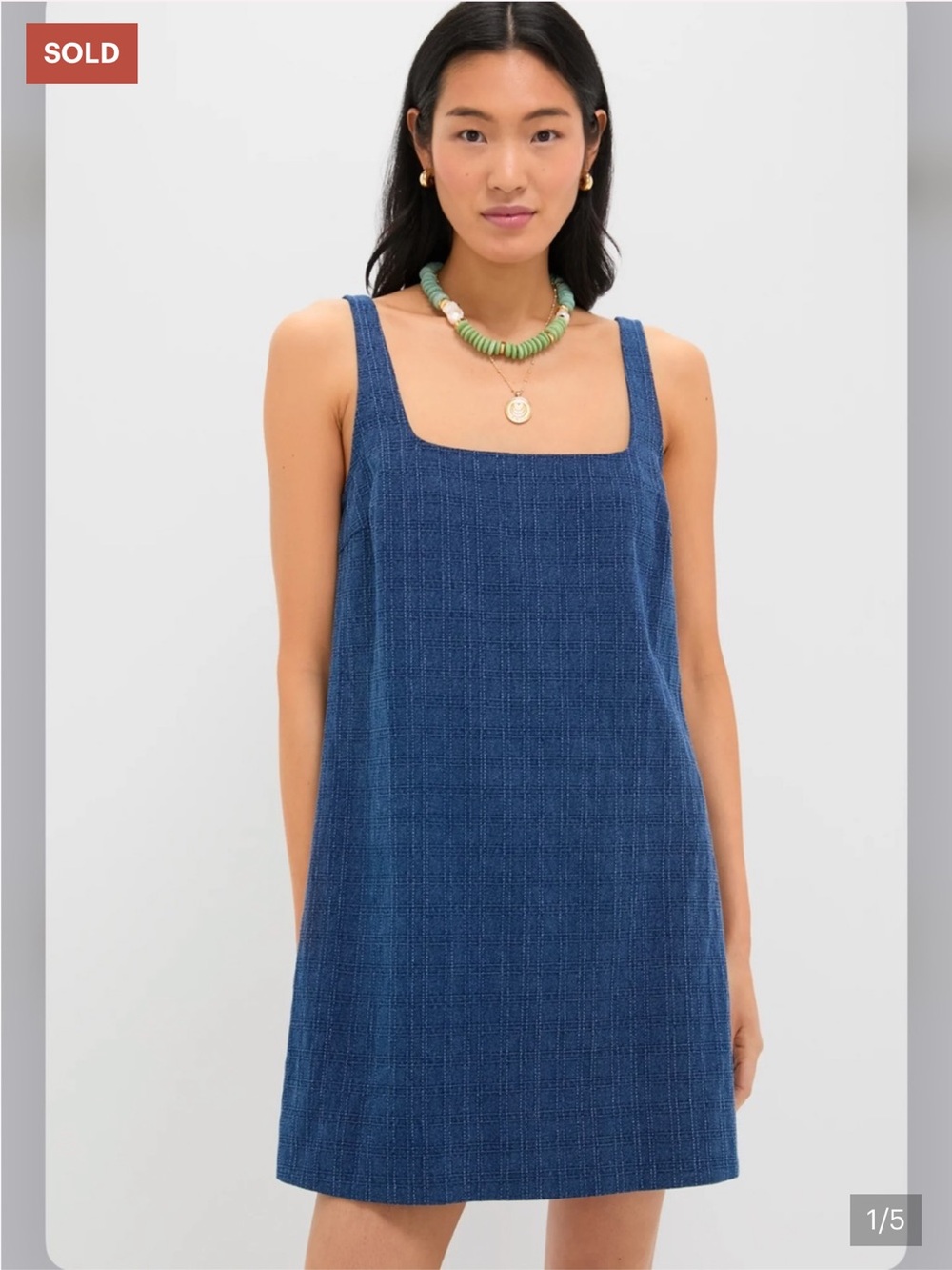 NWT Tuckernuck x Pomander Place - Textured Windowpane Denim Cassie Dress